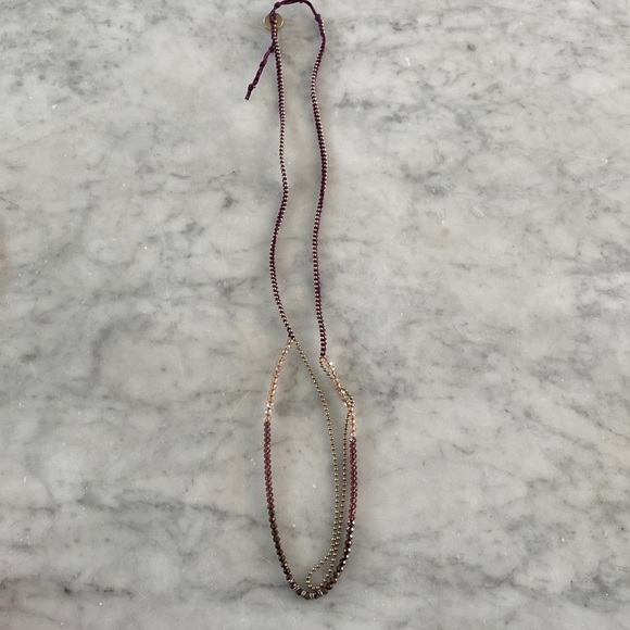 CHLOE + Isabel Delicate Bead + Chain Multi-Wrap Bracelet (Burgundy thin) - Picture 1 of 6